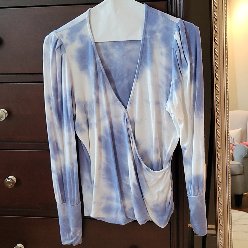 Veronica M. Essentials Faux Wrap tie dye top